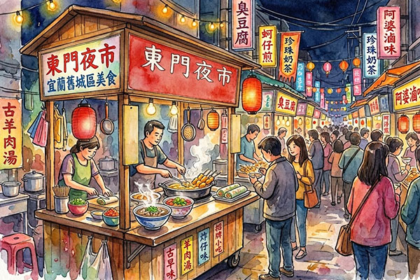 東門夜市｜橋下的小吃攤海