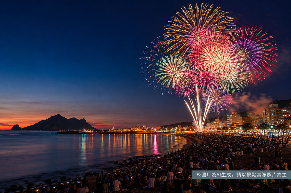 頭城煙火節——大武路鄰海廣場的夜空煙火